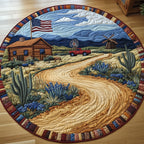 Road to Texas Round Mat Rug - washable non-slip printed rug