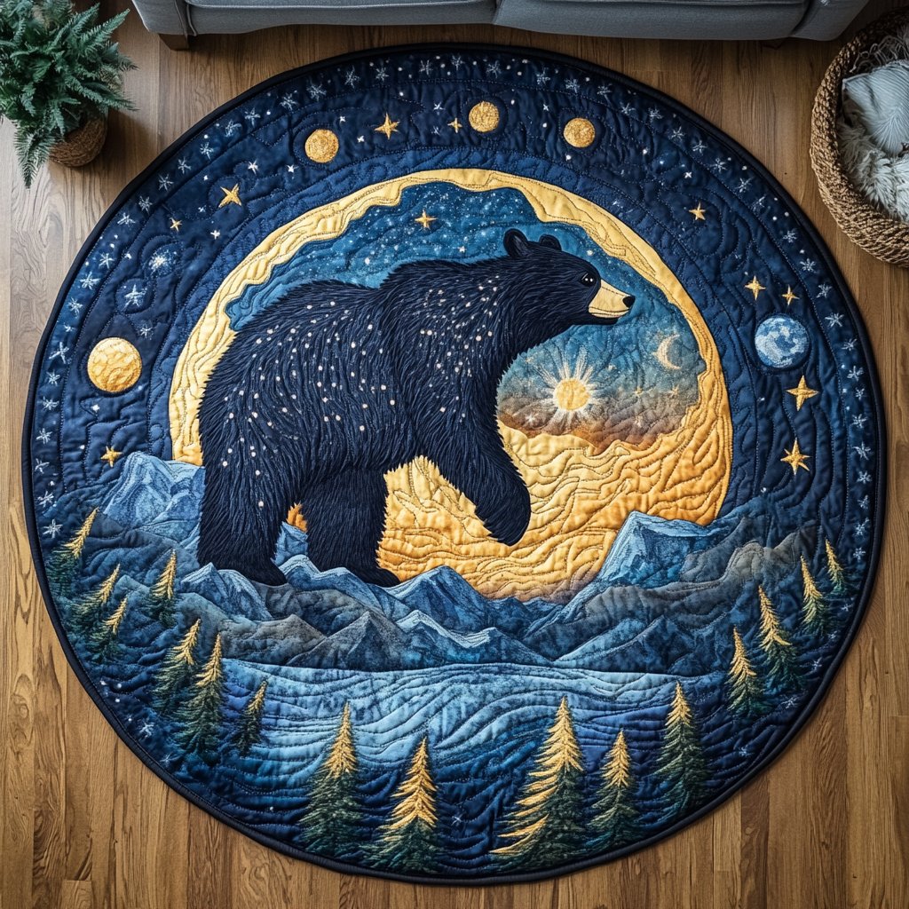 Roaming Bear Round Mat Rug - washable non-slip printed rug
