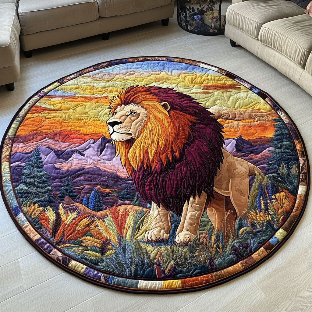 Roaring Lion Sunset Round Mat Rug - washable non-slip printed rug