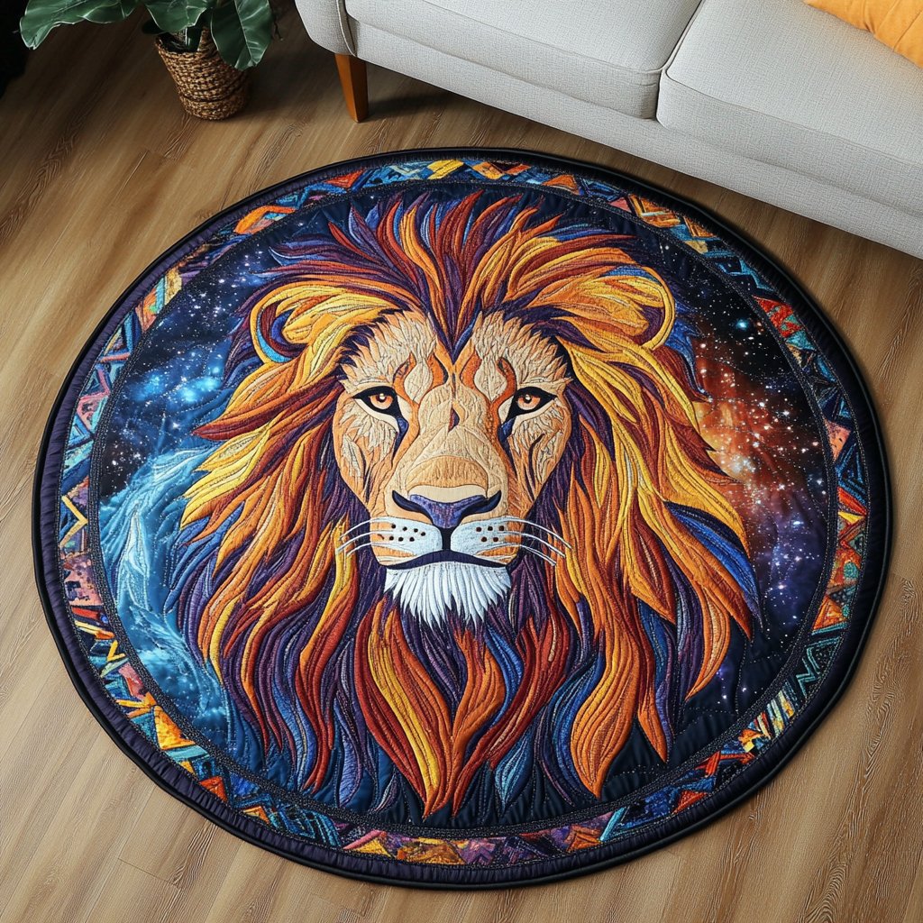 Roaring Spirit Round Mat Rug - washable non-slip printed rug
