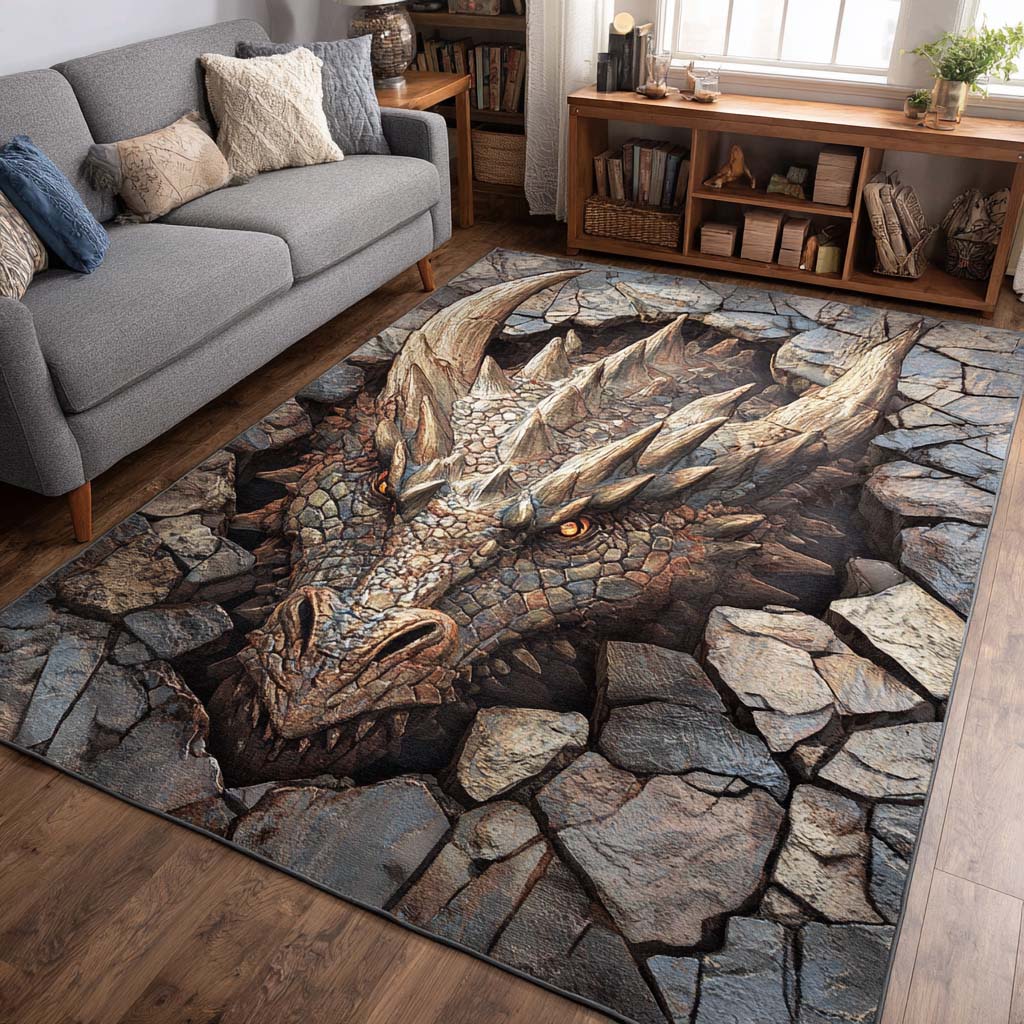 Rock Breaker area rug in a living room