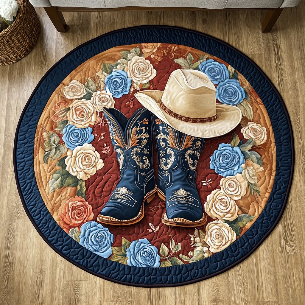 Rodeo Bloom Round Mat Rug - washable non-slip printed rug