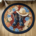 Rodeo Bloom Round Mat Rug - washable non-slip printed rug