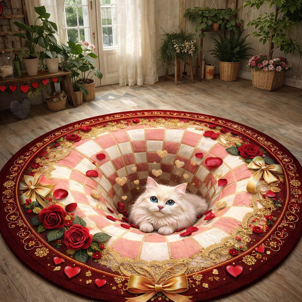 Romantic Heart Vortex Round Mat Rug - Nature Design | Serene Home Decor