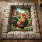 Rooster Garden Wall area rug in a living room
