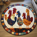 Rooster Retreat Round Mat Rug - washable non-slip printed rug