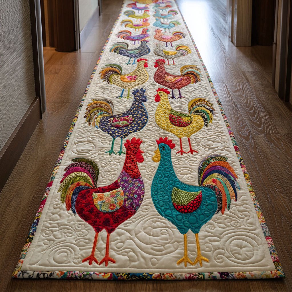 Rooster Romp Runner Carpet Runner Rug - Cute Pet Design | Animal Printed Runner Rug