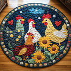 Roosters Roost Round Mat Rug - washable non-slip printed rug