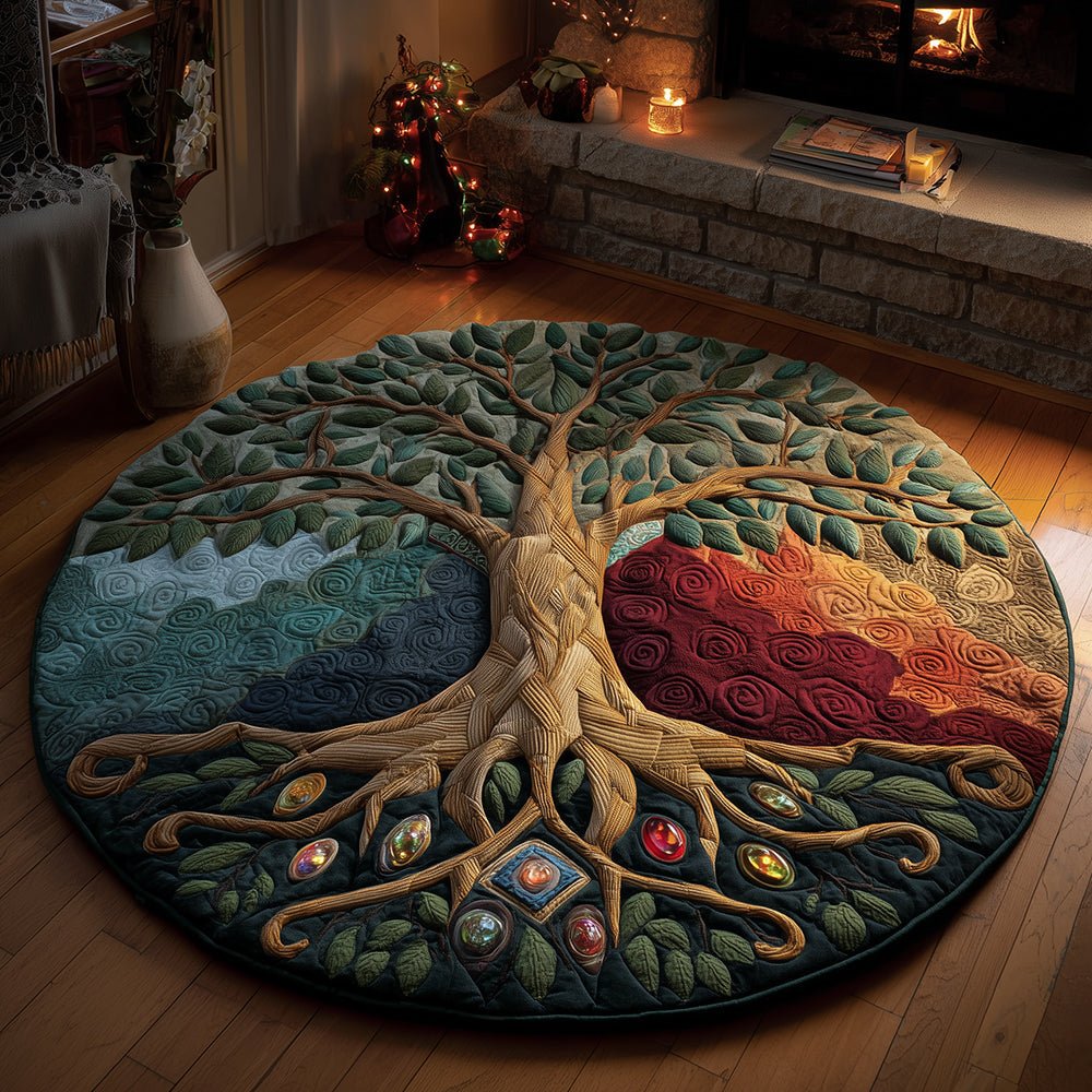 Rooted Chakra Energy Round Mat Rug - washable non-slip printed rug