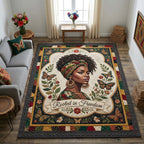 Rooted Freedom area rug in a living room