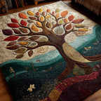 Rooted Glow area rug in a living room