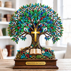 Rooted In Faith wooden block, laser-cut 3-layer wood