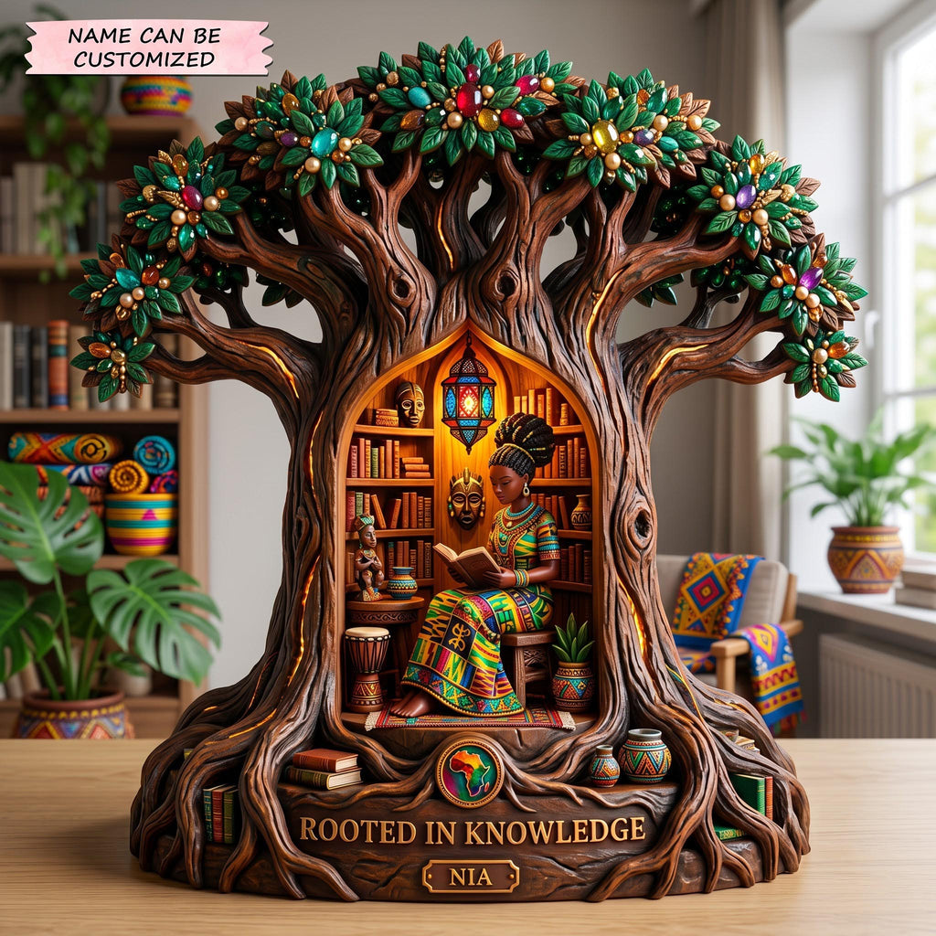 Rooted Knowledge wooden block, laser-cut 3-layer wood