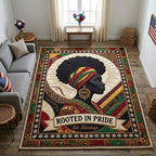 Rooted Pride area rug in a living room