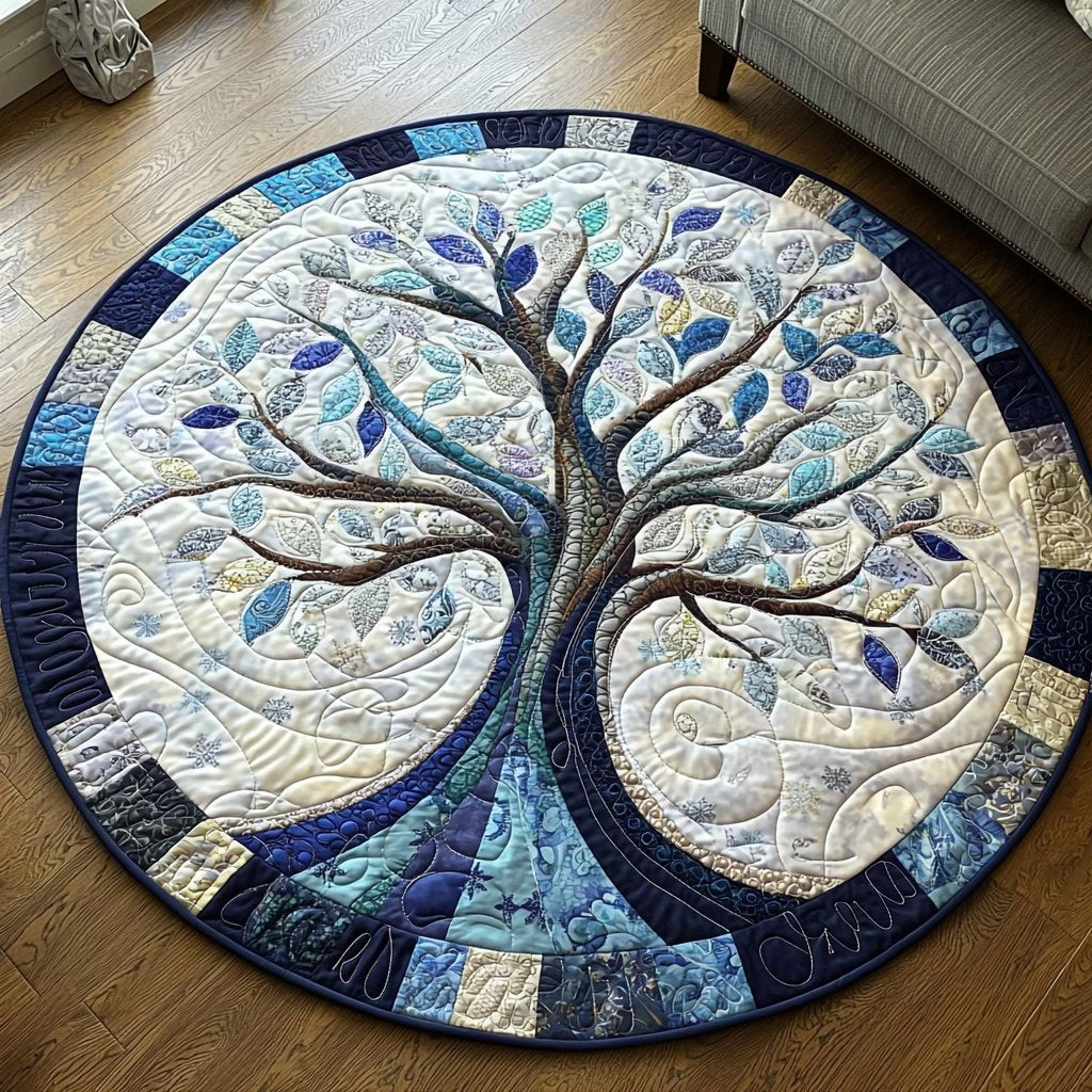Rooted Wisdom Round Mat Rug - washable non-slip printed rug