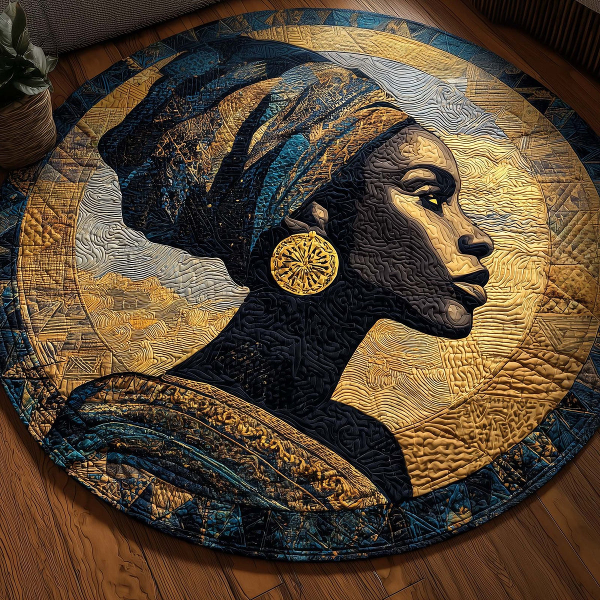 Roots Reclaimed Round Mat Rug - washable non-slip printed rug