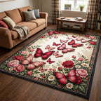 Rose Flutter area rug in a living room