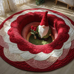 Rose Gnome Nest Round Mat Rug - washable non-slip printed rug