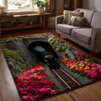 Rose Valley Railway area rug in a living room