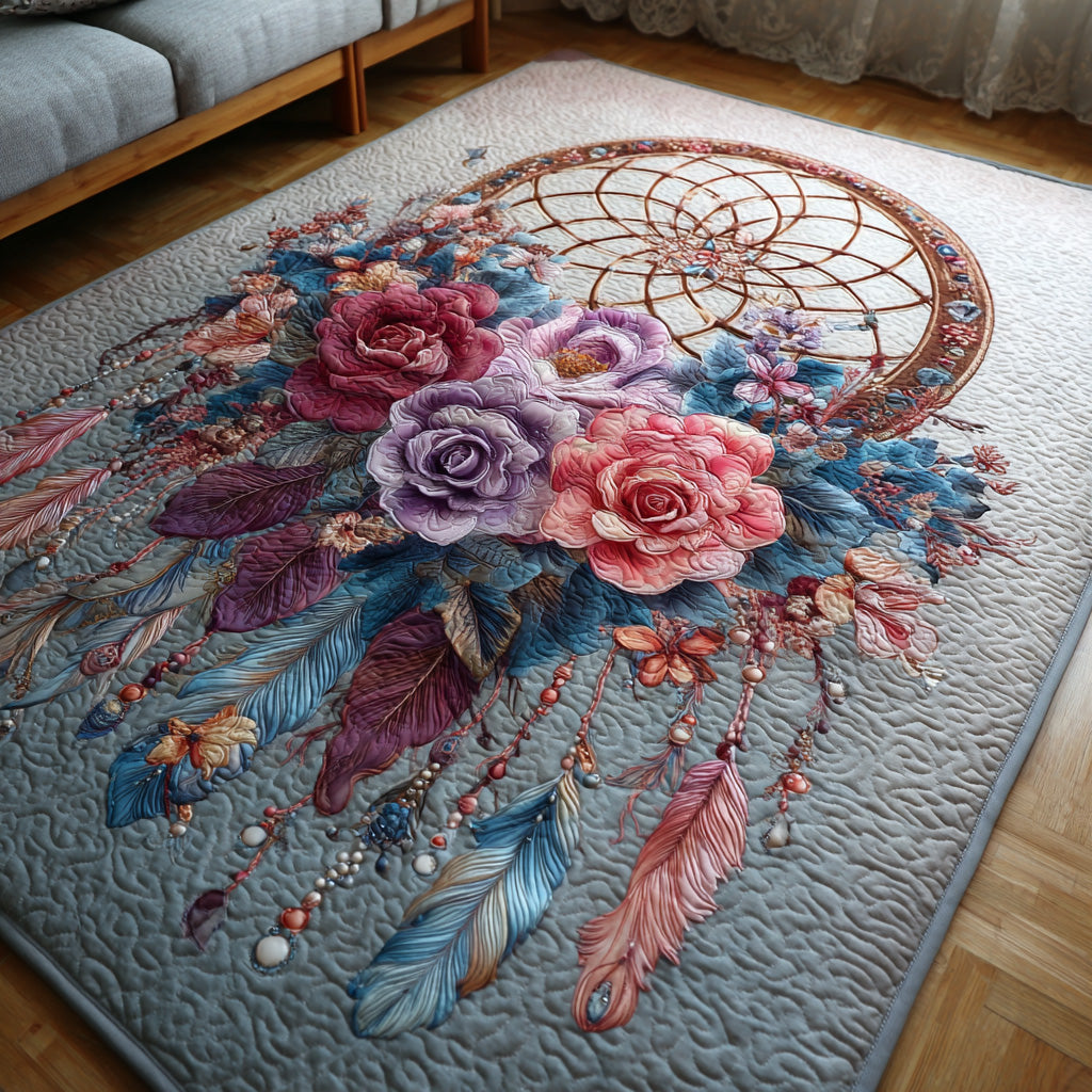Rosecatcher Bloom area rug in a living room