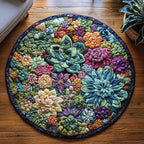 Rosette Joy Round Mat Rug - washable non-slip printed rug