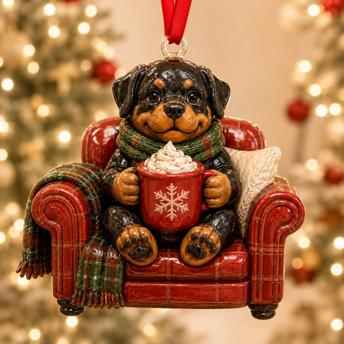 Rottweiler Cozy Night Christmas Ornament