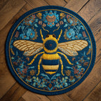 Royal Bee Round Mat Rug - washable non-slip printed rug