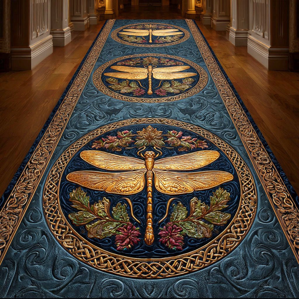 Royal Dragonfly Runner Carpet Runner Rug - Cute Pet Design | Animal Printed Runner Rug