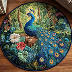 Royal Feathers Round Mat Rug - washable non-slip printed rug