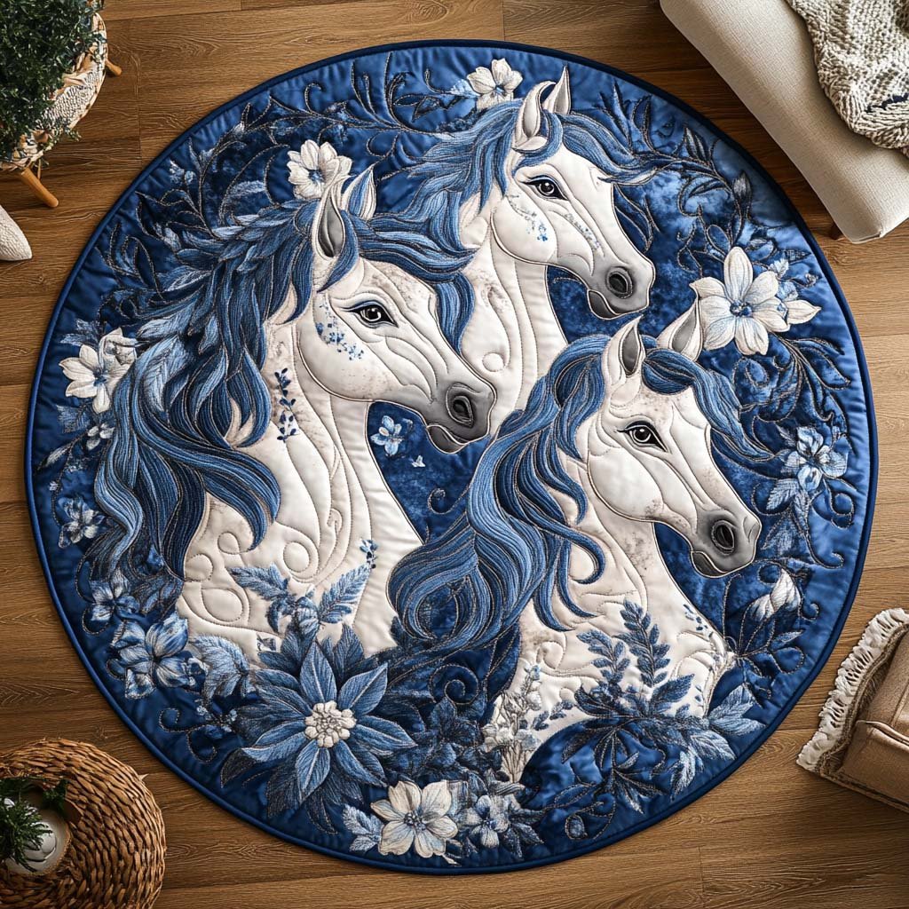Royal Herd Charm Round Mat Rug - washable non-slip printed rug