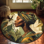 Royal Melanin Round Mat Rug - washable non-slip printed rug