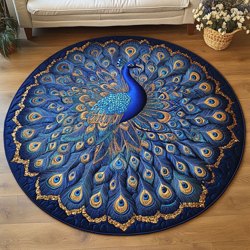 Royal Peacock Round Mat Rug - Nature Design | Serene Home Decor