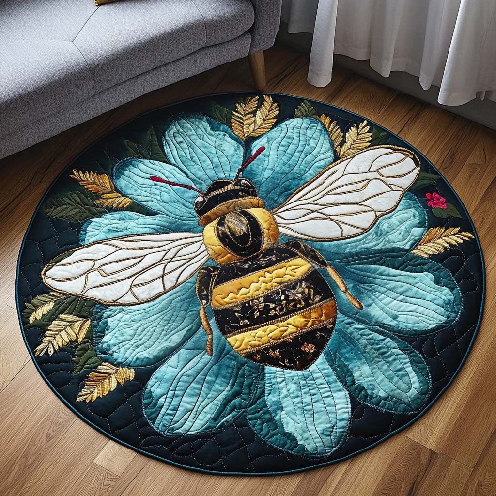 Royal Pollen Gatherer Round Mat Rug - washable non-slip printed rug