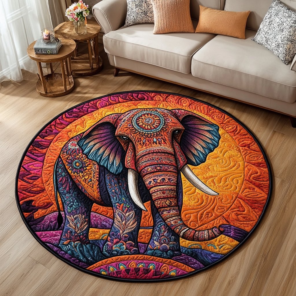 Royal Stomp Round Mat Rug - washable non-slip printed rug