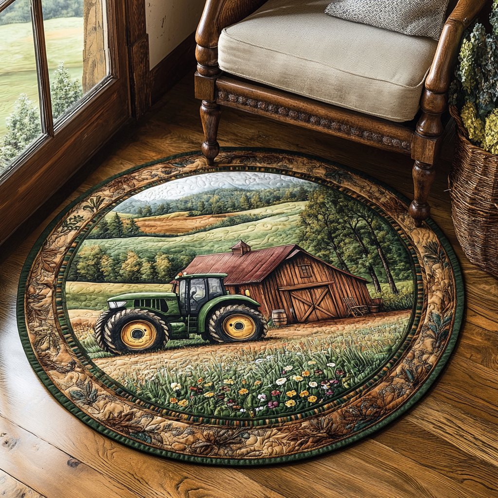Rural Wheels Round Mat Rug - Nature Design | Serene Home Decor