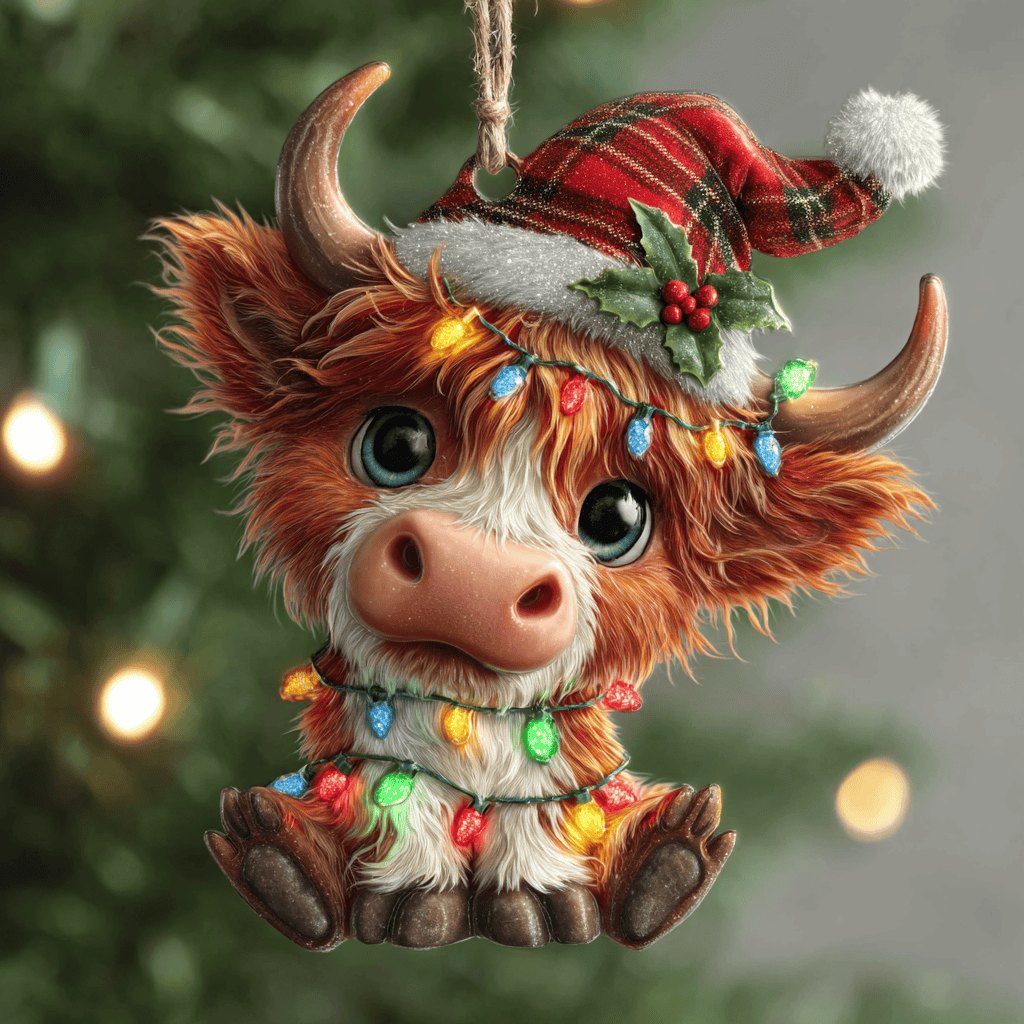 Rustic Moo Christmas Ornament