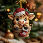 Rustic Santa Calf Christmas Ornament