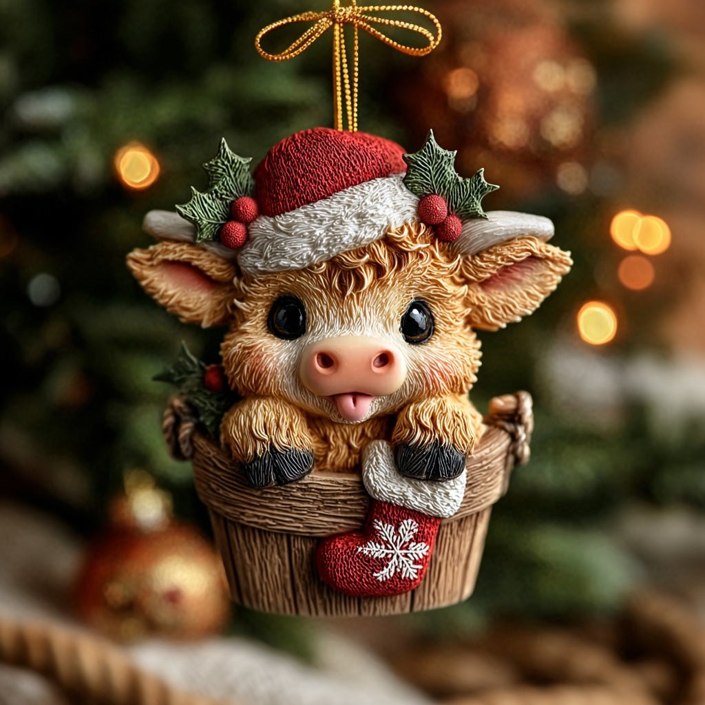 Rustic Santa Calf Christmas Ornament