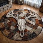 Rustic Antler Round Mat Rug - Nature Design | Serene Home Decor
