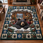 Rustic Bear Patchwork area rug in a living room
