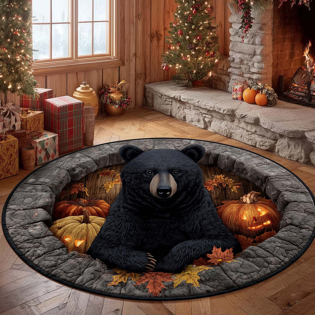 Rustic Bear Round Mat Rug - Cute Pet Design | Animal Printed Home Decor