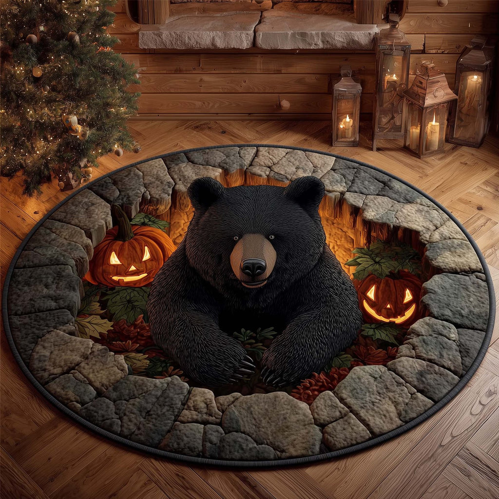 Rustic Bear Round Mat Rug - Cute Pet Design | Animal Printed Home Decor