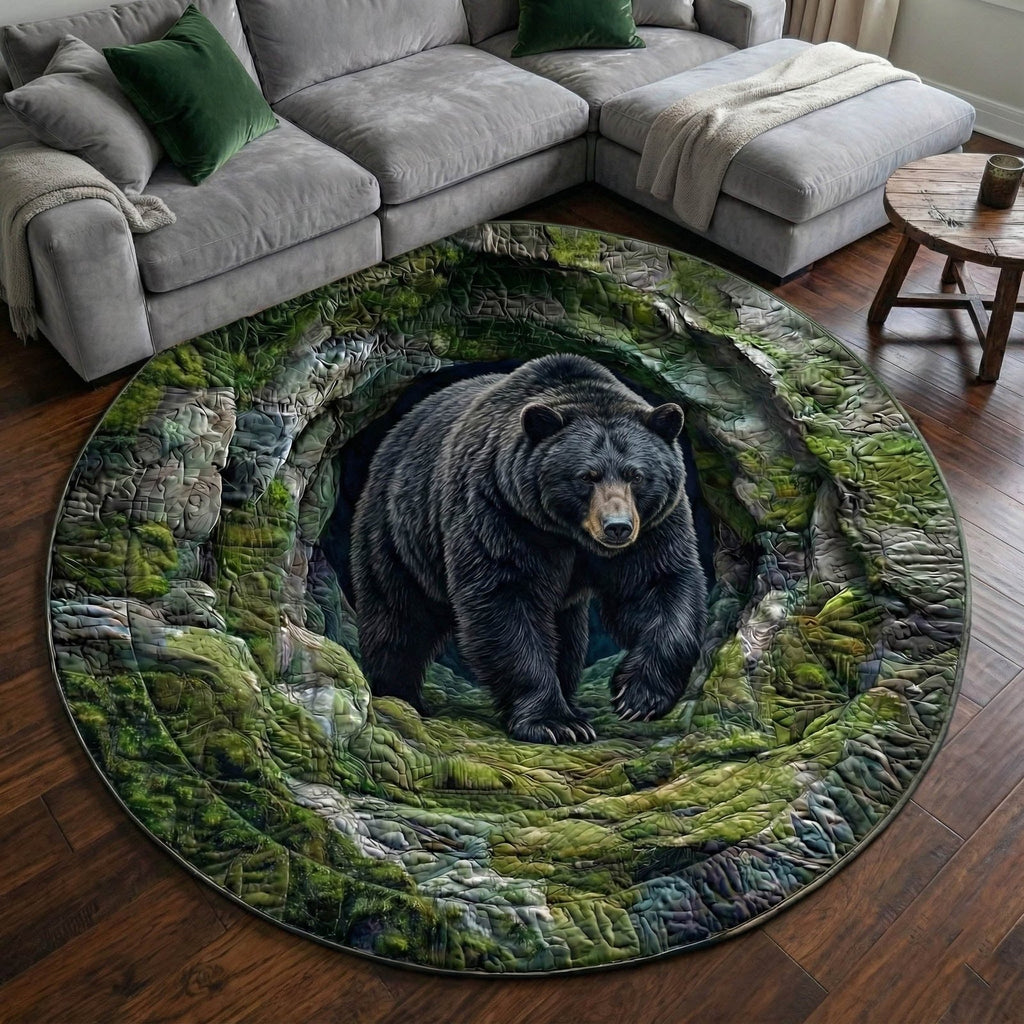 Rustic Bear Round Mat Rug - Cute Pet Design | Animal Printed Home Decor
