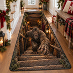 Rustic Bigfoot Stairway Runner Rug - Farmhouse Design | Cozy Runner Rug - washable non-slip printed rug