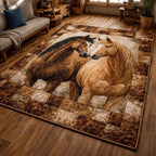 Rustic Bonded Stallions area rug in a living room