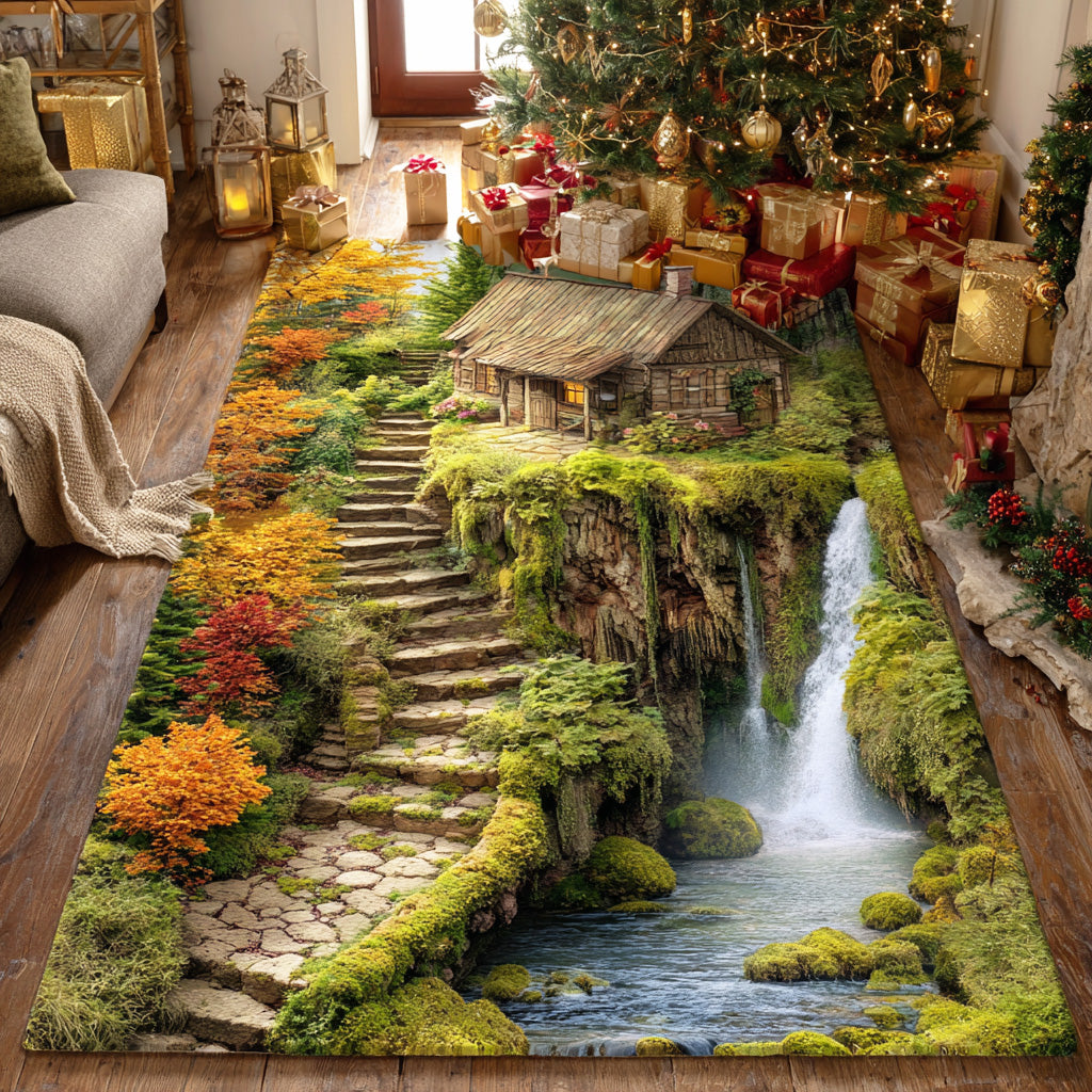 Rustic Cedar Woods area rug in a living room