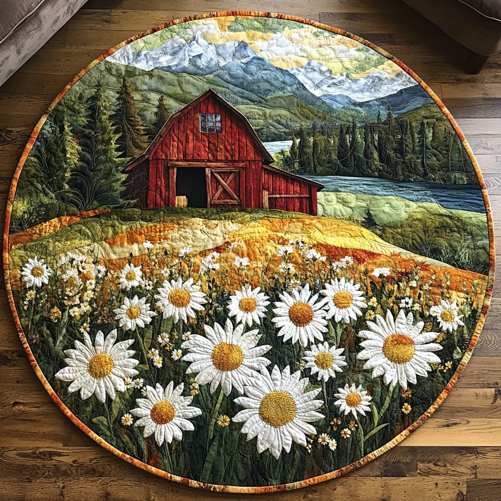 Rustic Charm Round Mat Rug - washable non-slip printed rug