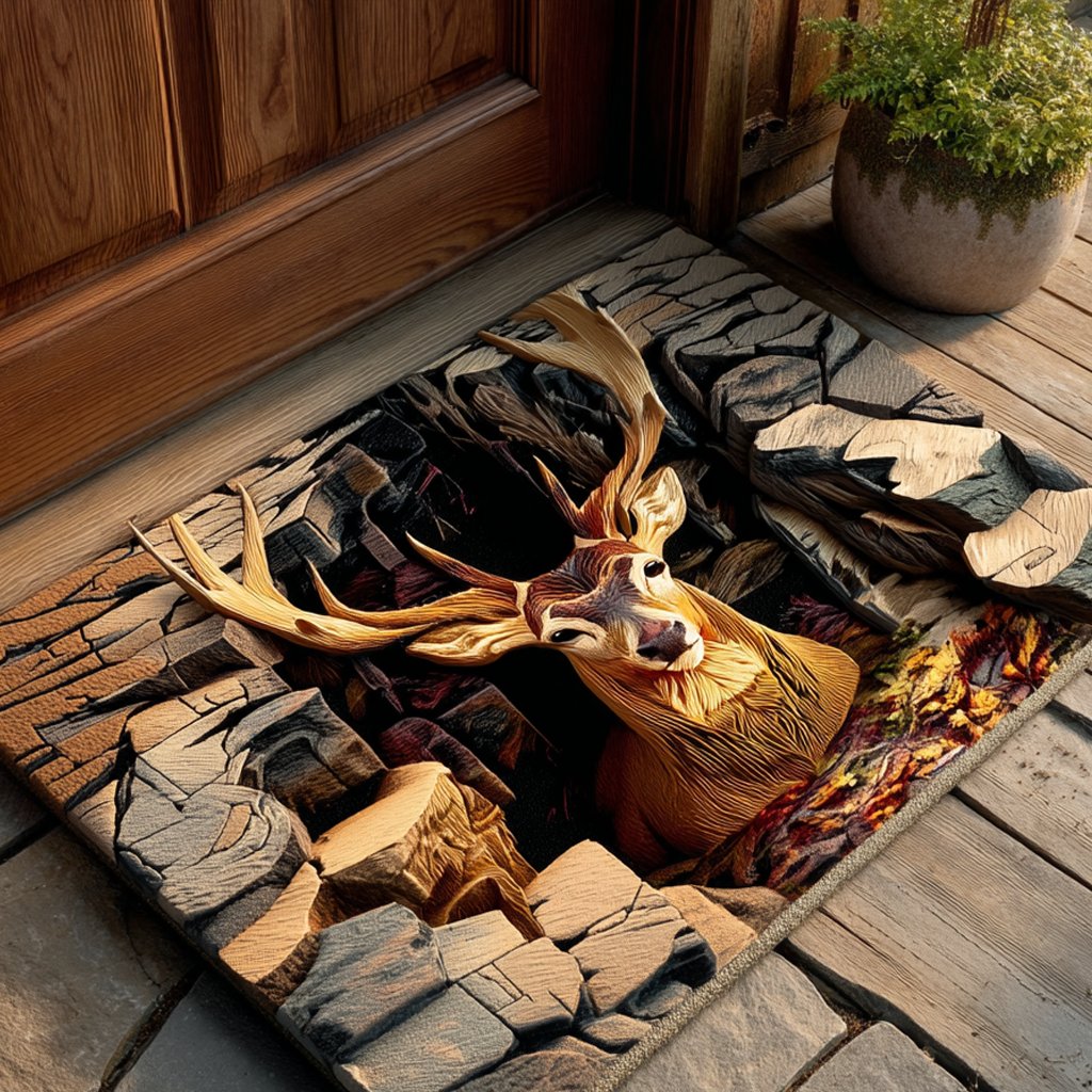 Rustic Deer Doormat - Cute Animal Design | Printed Welcome Doormat