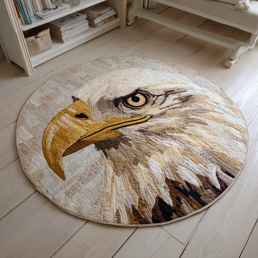 Rustic Eagle Round Mat Rug - washable non-slip printed rug