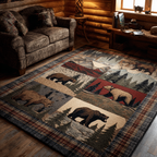 Rustic Field area rug in a living room